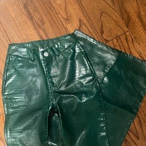 Princess Polly Emerald Croc-Embossed Pants